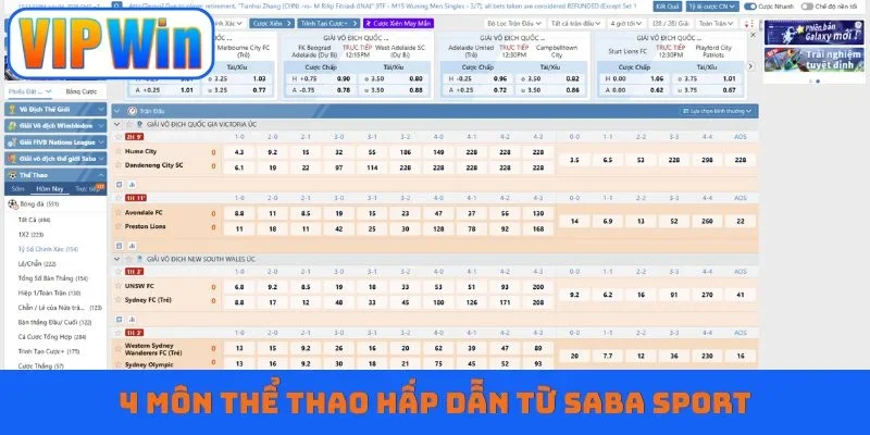 4 môn thể thao hấp dẫn từ Saba Sport
